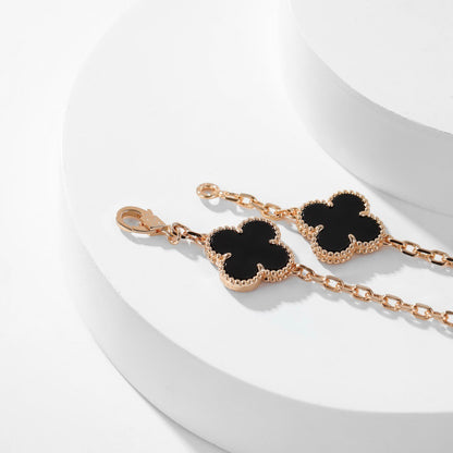 [⭐Luxery]CLOVER 10 MOTIFS ONYX NECKLACE