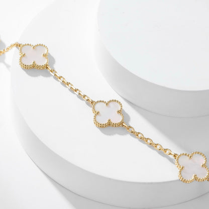 [⭐Luxery]CLOVER 10 MOTIFS WHITE MOTHER OF PEARL NECKLACE