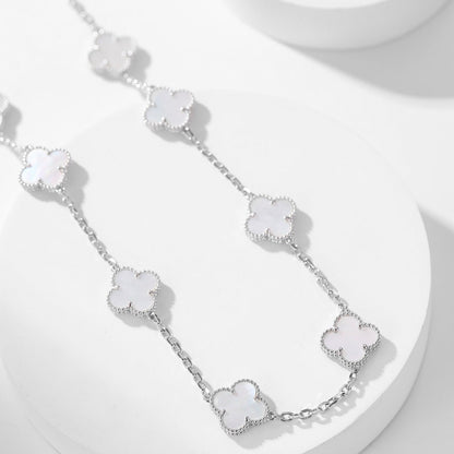 [⭐Luxery]CLOVER 10 MOTIFS WHITE MOTHER OF PEARL NECKLACE