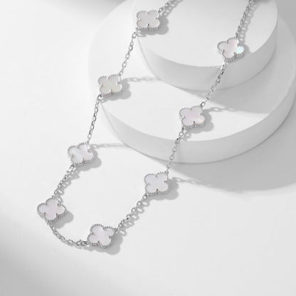 [⭐Luxery]CLOVER 10 MOTIFS WHITE MOTHER OF PEARL NECKLACE