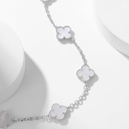 [⭐Luxery]CLOVER 10 MOTIFS WHITE MOTHER OF PEARL NECKLACE