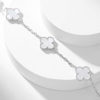 [⭐Luxery]CLOVER 10 MOTIFS WHITE MOTHER OF PEARL NECKLACE