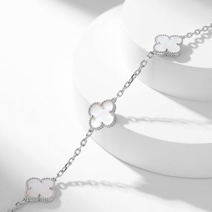 [⭐Luxery]CLOVER 10 MOTIFS WHITE MOTHER OF PEARL NECKLACE