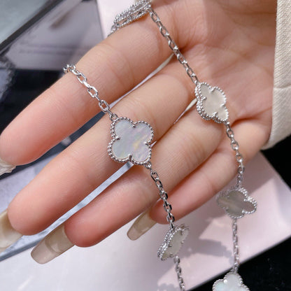 [⭐Luxery]CLOVER 10 MOTIFS WHITE MOTHER OF PEARL NECKLACE