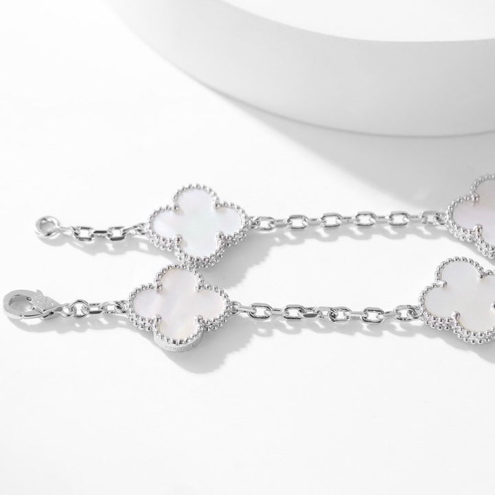 [⭐Luxery]CLOVER 10 MOTIFS WHITE MOTHER OF PEARL NECKLACE