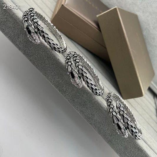 [⭐Luxery]NEW OBSIDIAN & DIAMOND SERPENT BRACELET