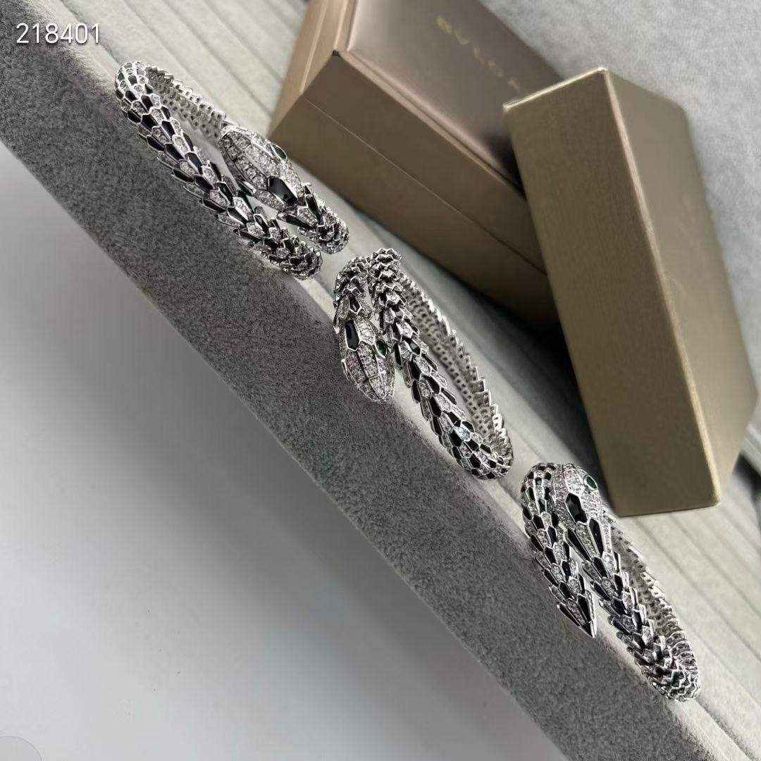 [⭐Luxery]NEW OBSIDIAN & DIAMOND SERPENT BRACELET