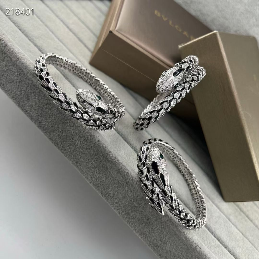 [⭐Luxery]NEW OBSIDIAN & DIAMOND SERPENT BRACELET