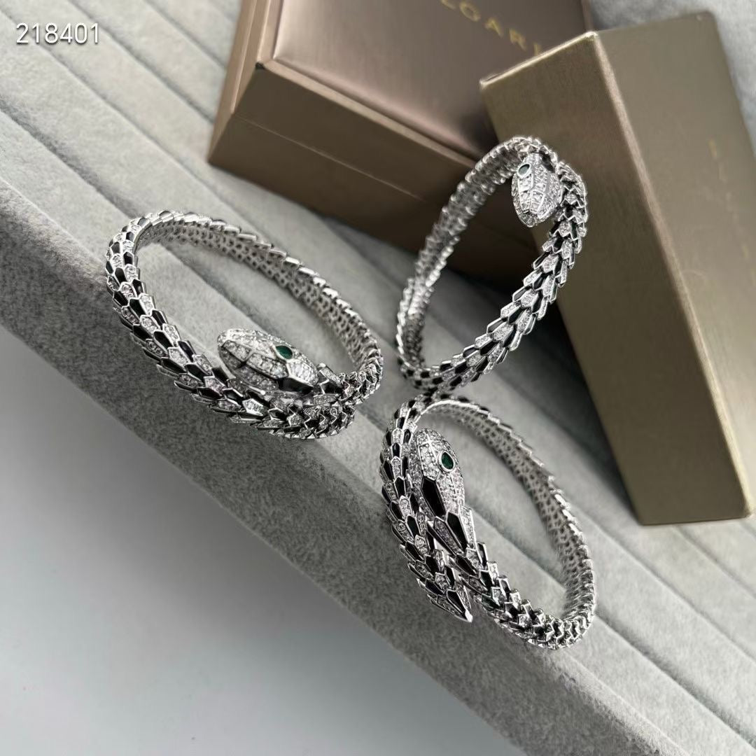 [⭐Luxery]NEW OBSIDIAN & DIAMOND SERPENT BRACELET