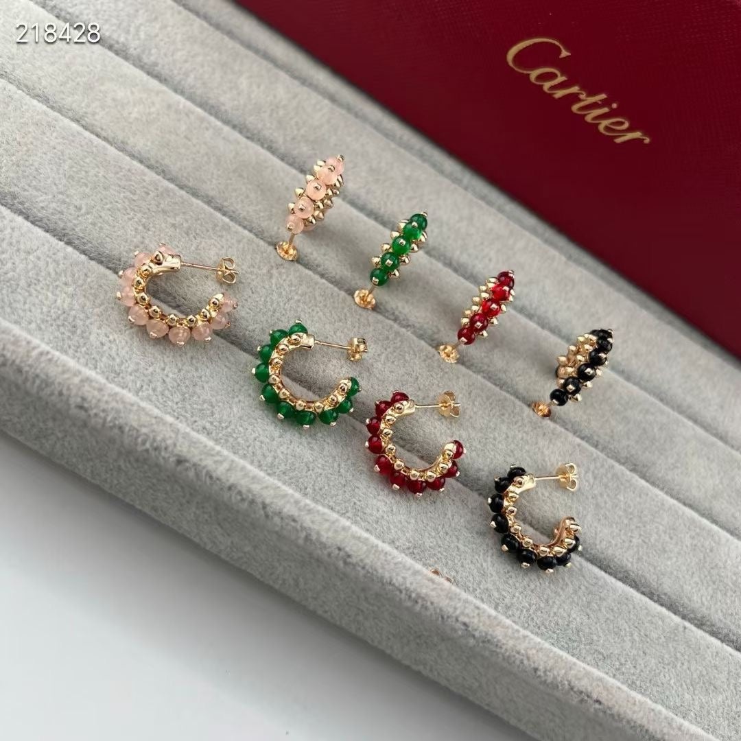 [⭐Luxery]NEW COLORED GEMSTONE COLLECTION SMALL HOOP EARRINGS