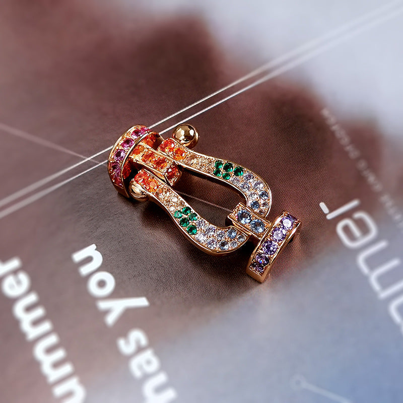 [⭐Luxery]FORCE LARGE HORSESHOE  COLORED DIAMOND BRACELET ROSE GOLD