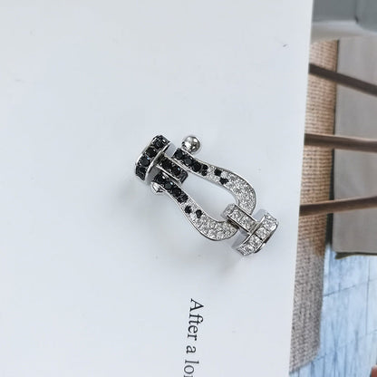 [⭐Luxery]FORCE LARGE HORSESHOE BLACK WHITE DIAMOND BRACELET ROSE GOLD