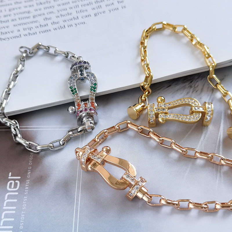 [⭐Luxery]FORCE LARGE HORSESHOE CLASP  METAL BRACELET