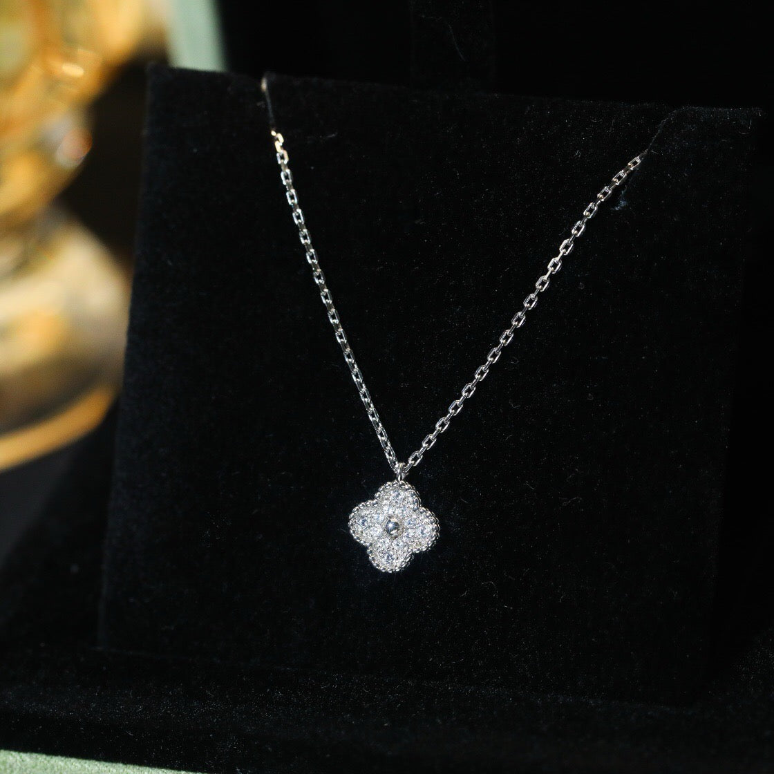 [⭐Luxery]CLOVER MINI 9.5MM PENDANT DIAMOND NECKLACE