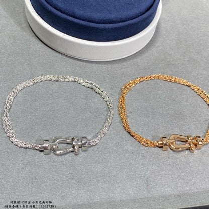 [⭐Luxery]FORCE SMALL HORSESHOE  DIAMOND CHAIN ROPE BRACELET
