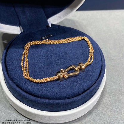 [⭐Luxery]FORCE SMALL HORSESHOE  DIAMOND CHAIN ROPE BRACELET