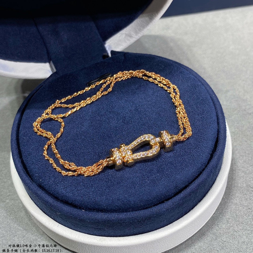 [⭐Luxery]FORCE SMALL HORSESHOE  DIAMOND CHAIN ROPE BRACELET