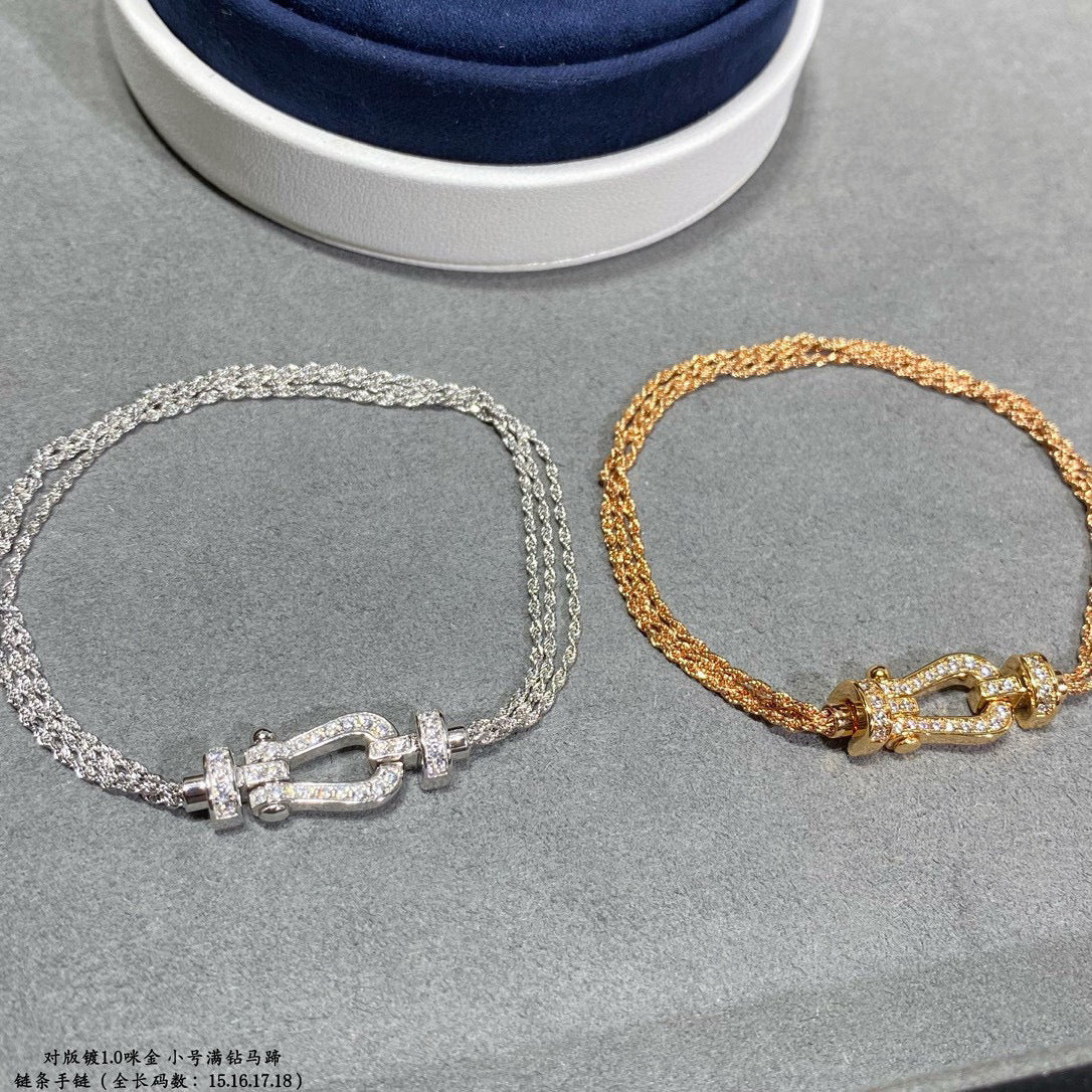 [⭐Luxery]FORCE SMALL HORSESHOE  DIAMOND CHAIN ROPE BRACELET