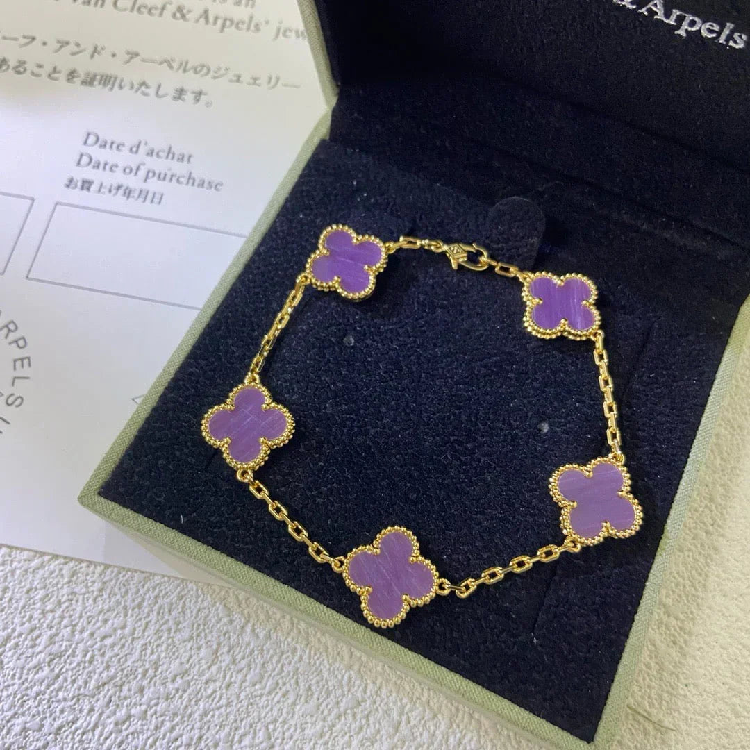 [⭐Luxery] CLOVER 5 MOTIF VIOLET BRACELET COLLECTION