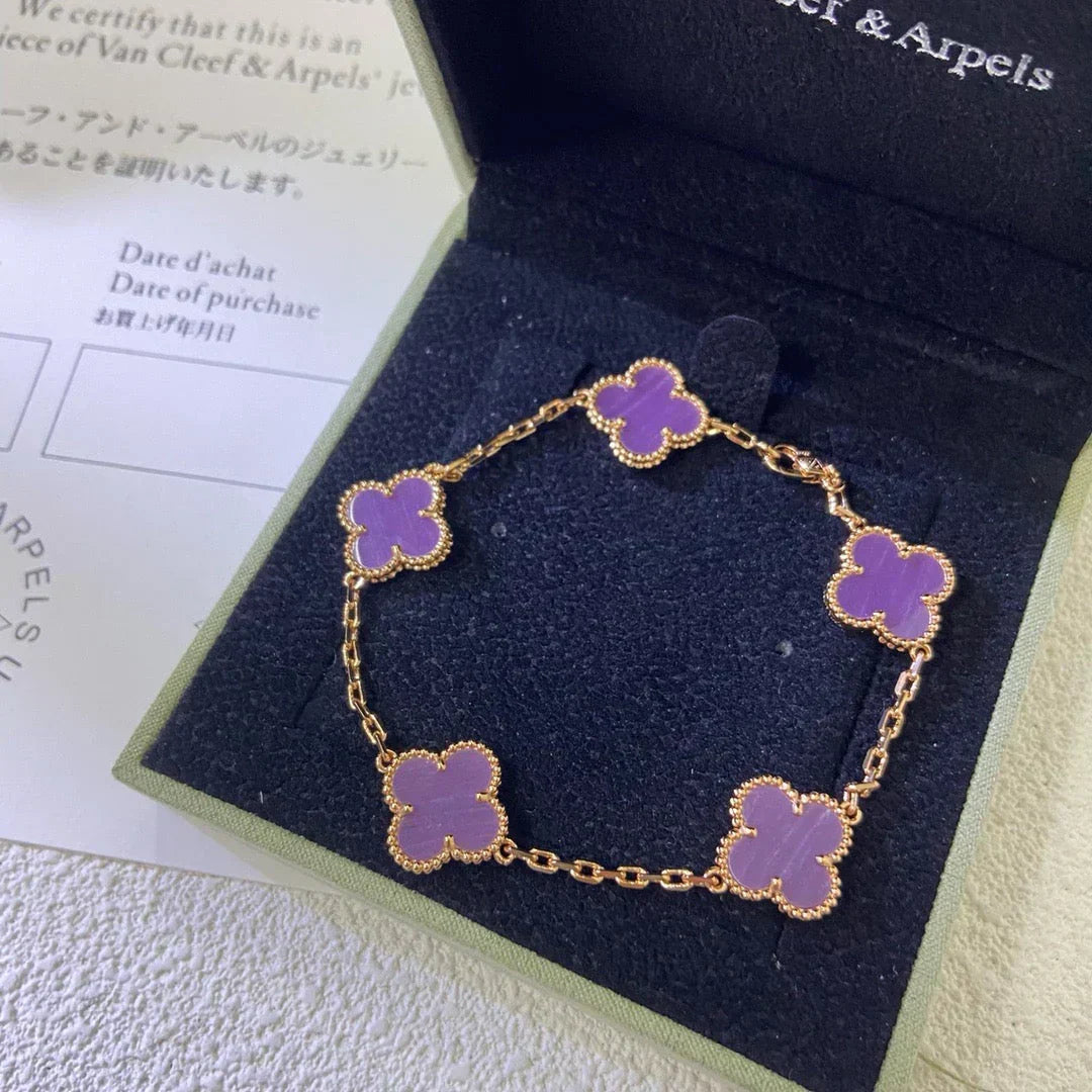[⭐Luxery] CLOVER 5 MOTIF VIOLET BRACELET COLLECTION