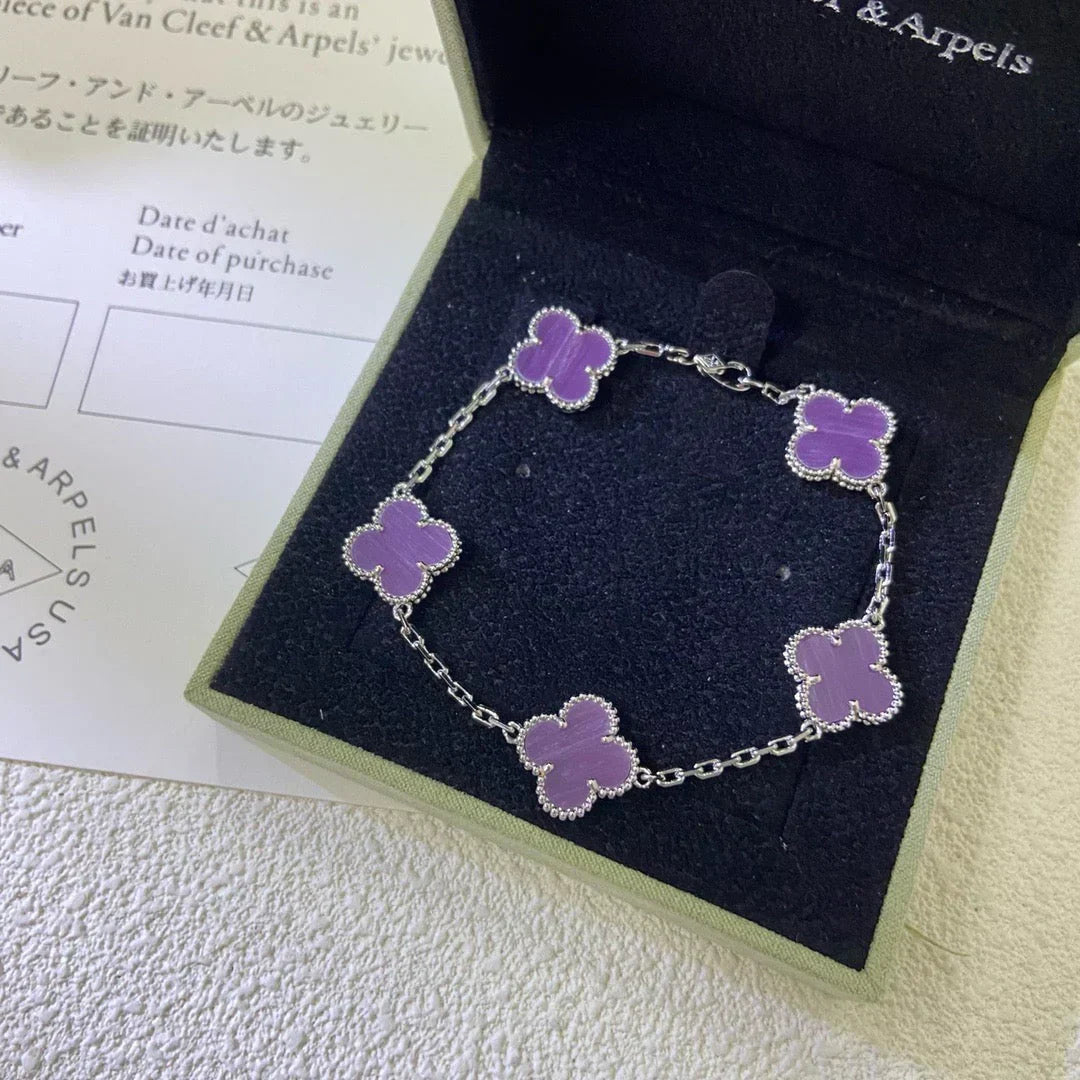 [⭐Luxery] CLOVER 5 MOTIF VIOLET BRACELET COLLECTION
