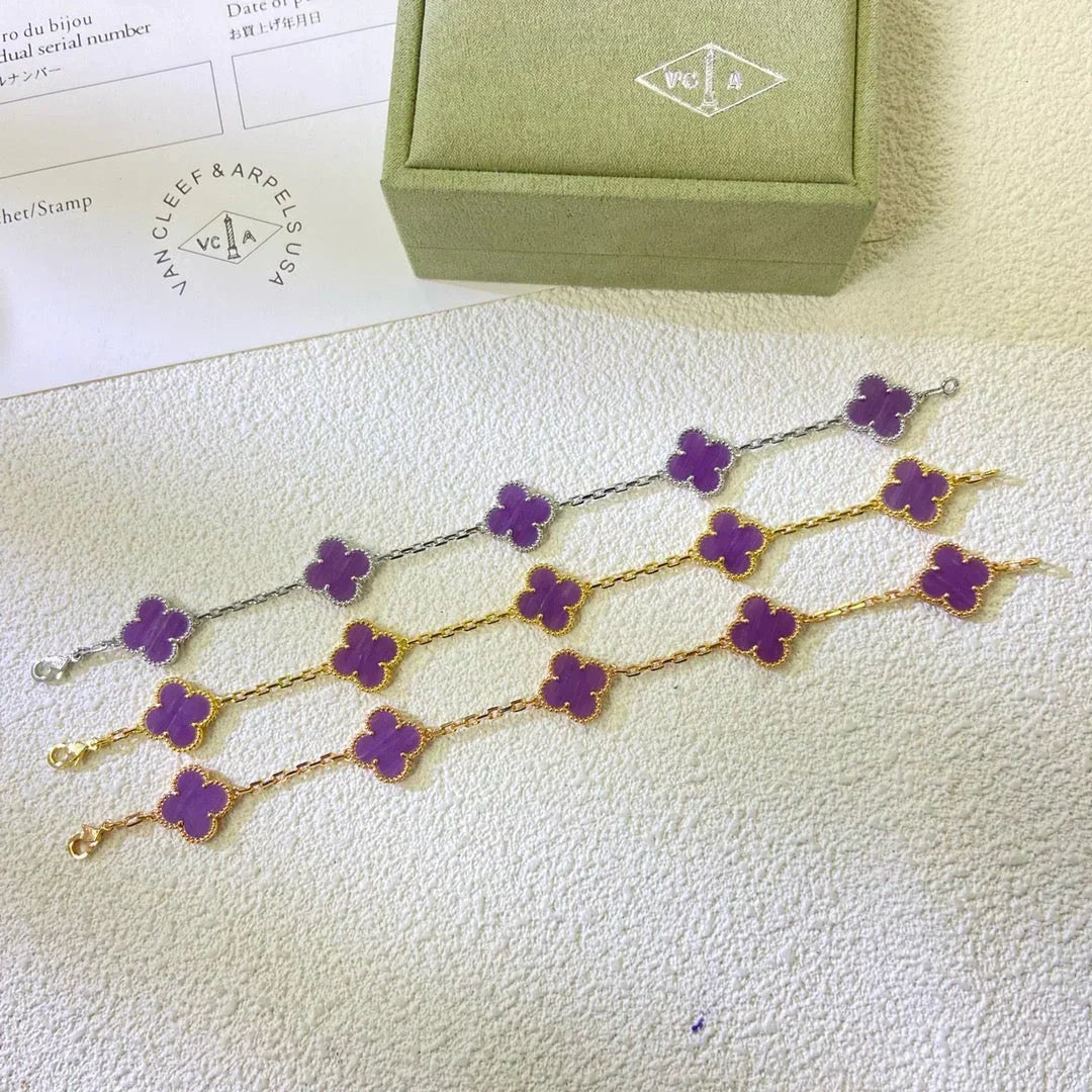 [⭐Luxery] CLOVER 5 MOTIF VIOLET BRACELET COLLECTION