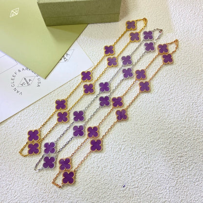 [⭐Luxery Jewelry]CLOVER 10 MOTIFS  PURPLE VIOLET  NECKLACE