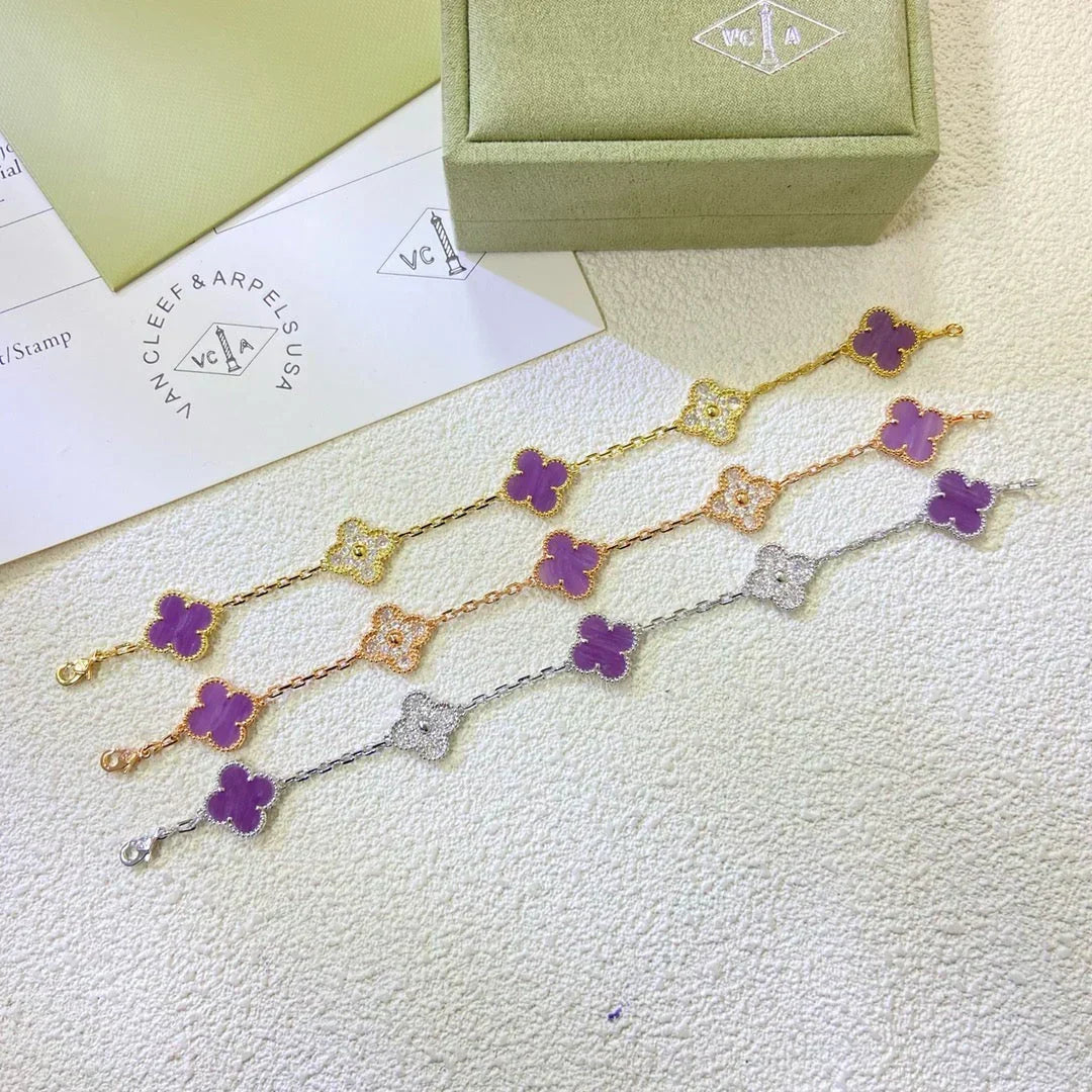 [⭐Luxery] CLOVER 5 MOTIF VIOLET BRACELET COLLECTION