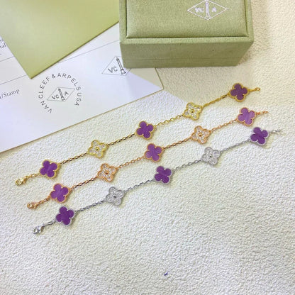 [⭐Luxery] CLOVER 5 MOTIF VIOLET BRACELET COLLECTION