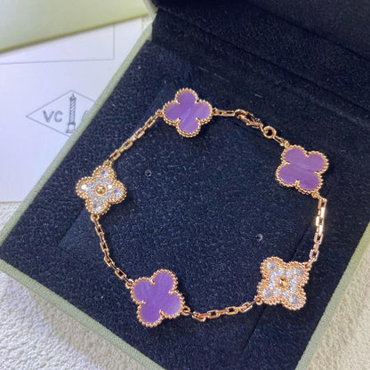 [⭐Luxery] CLOVER 5 MOTIF VIOLET BRACELET COLLECTION