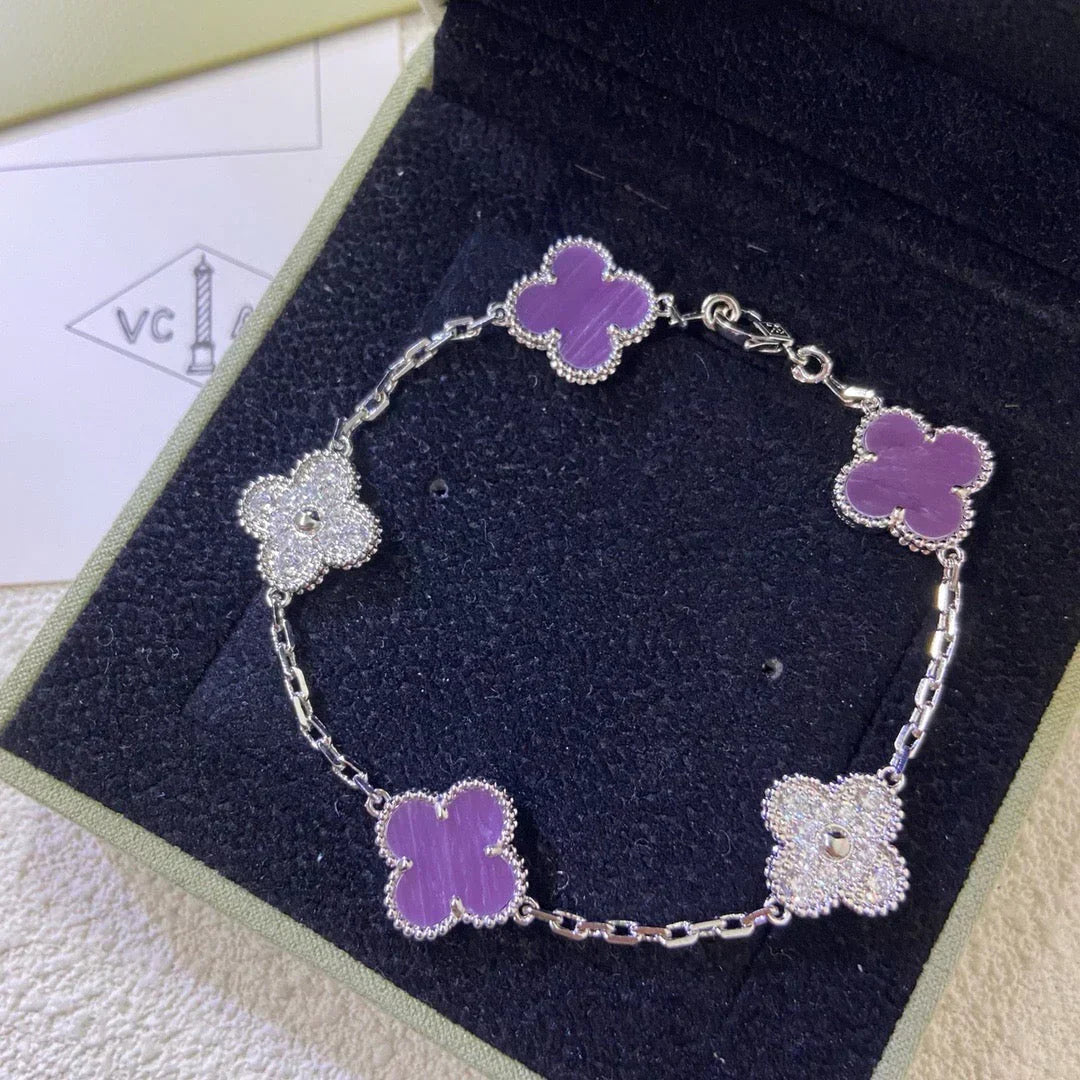 [⭐Luxery] CLOVER 5 MOTIF VIOLET BRACELET COLLECTION