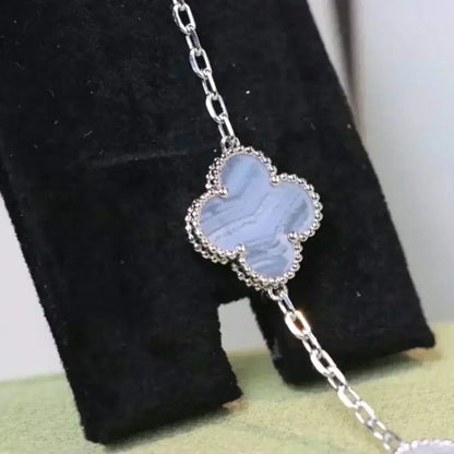 [⭐Luxery] CLOVER 5 MOTIF PURPLE CHALCEDONY BRACELET COLLECTION