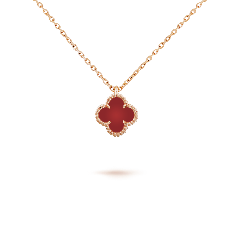[⭐Luxery]CLOVER MINI 9.5MM WHITE CARNELIANS NECKLACE