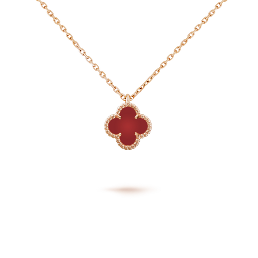 [⭐Luxery]CLOVER MINI 9.5MM WHITE CARNELIANS NECKLACE
