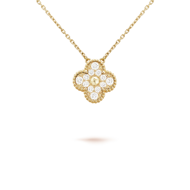 [⭐Luxery]CLOVER 15MM DIAMOND SINGLE FLOWER NECKLACE
