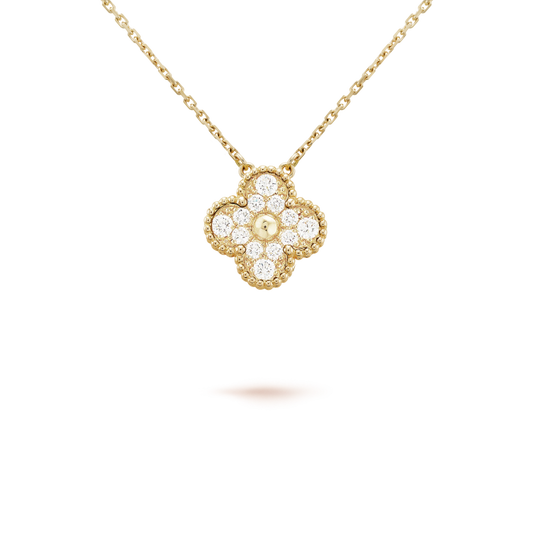 [⭐Luxery]CLOVER 15MM DIAMOND SINGLE FLOWER NECKLACE