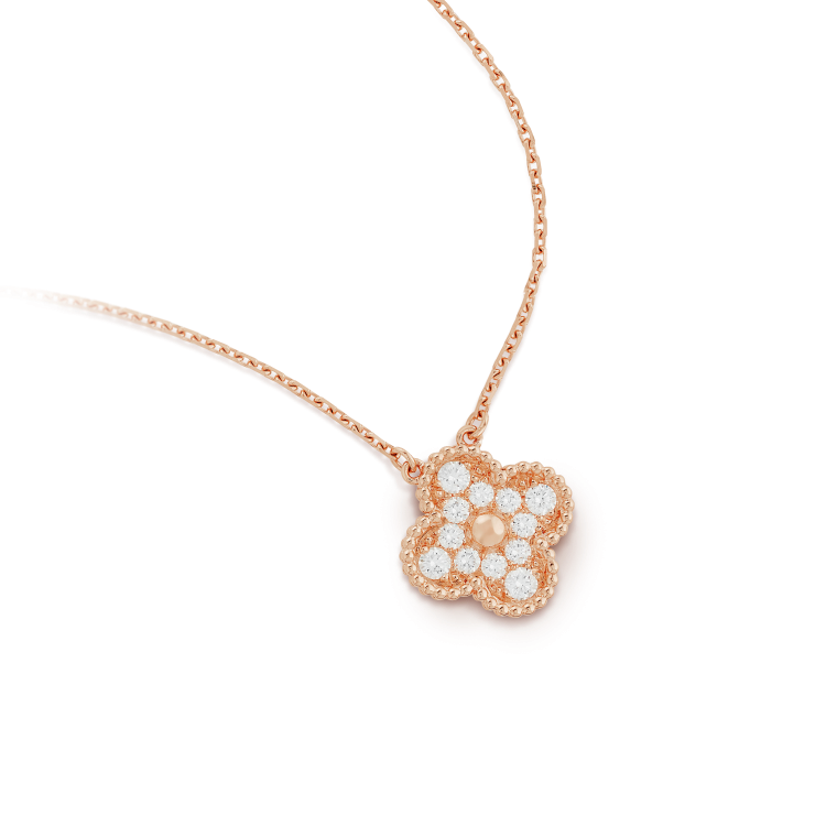 [⭐Luxery]CLOVER 15MM DIAMOND SINGLE FLOWER NECKLACE