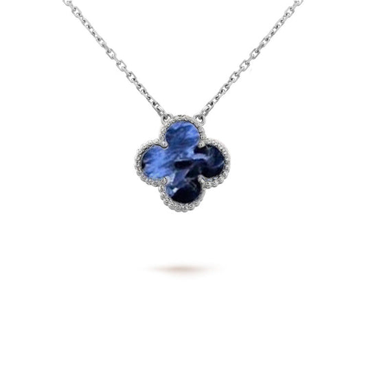 [⭐Luxery]CLOVER 15MM PIETERSITE NECKLACE SILVER