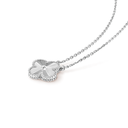 [⭐Luxery]CLOVER 15MM LASER NECKLACE SILVER