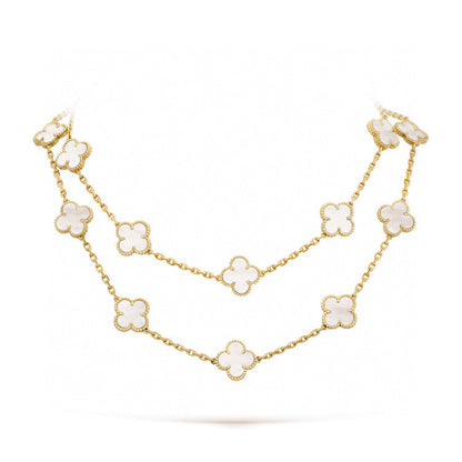[⭐Luxery]CLOVER 20 MOTIFS WHITE MOP NECKLACE