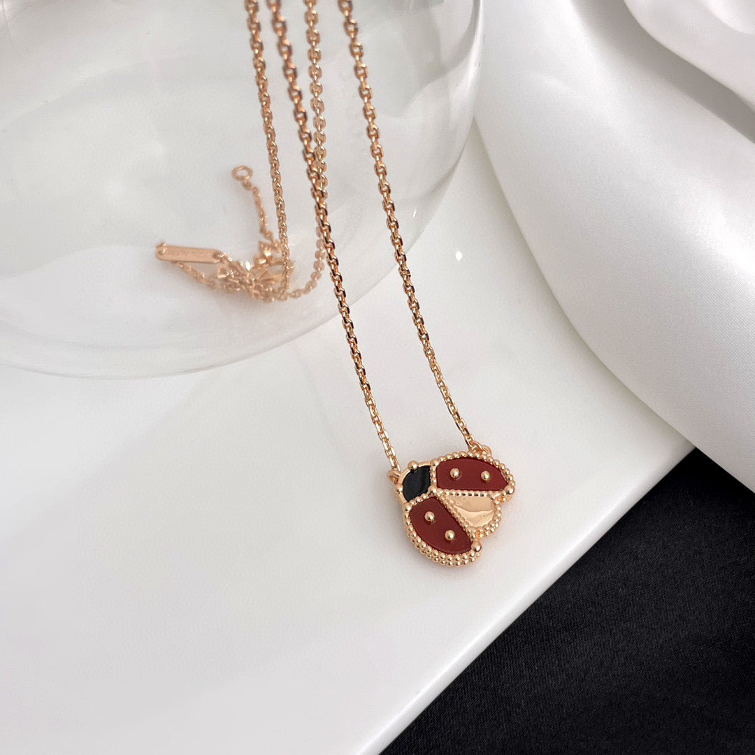 [⭐Luxery]LUCKY  CARNELIANS LADYBUG NECKLACE