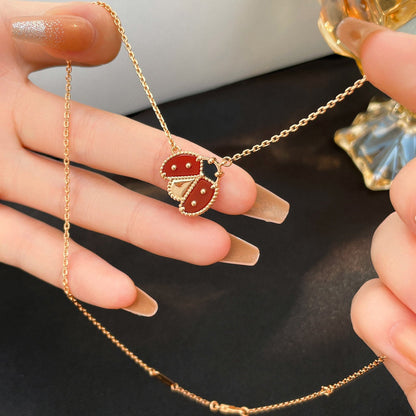 [⭐Luxery]LUCKY  CARNELIANS LADYBUG NECKLACE