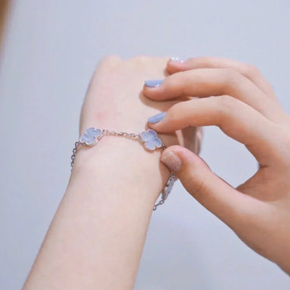 [⭐Luxery] CLOVER 5 MOTIF PURPLE CHALCEDONY BRACELET COLLECTION