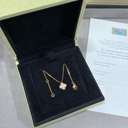 [⭐Luxery]CLOVER 15MM PINK MOTHER-OF-PEARL SINGLE FLOWER NECKLACE