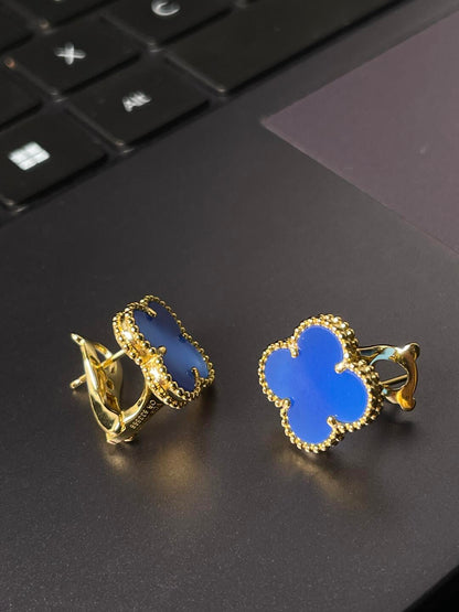 [⭐Luxery] CLOVER LARGE (20mm) 1 MOTIFS BLUE MOP STUD EARRINGS