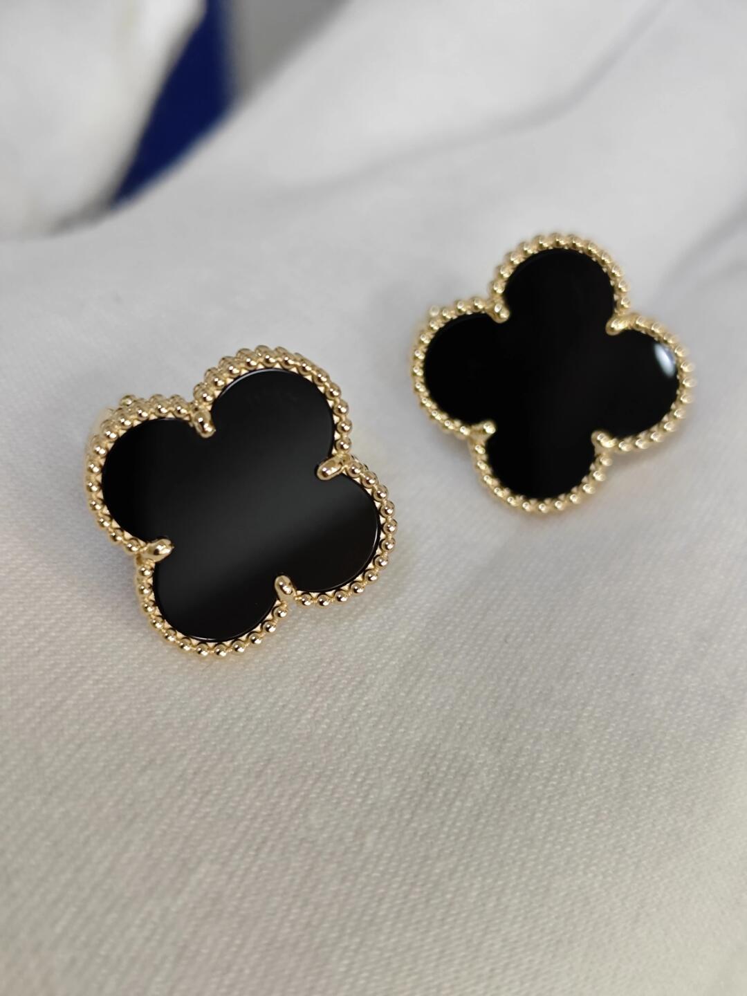 [⭐Luxery]CLOVER 20MM BLACK MOP EARRINGS
