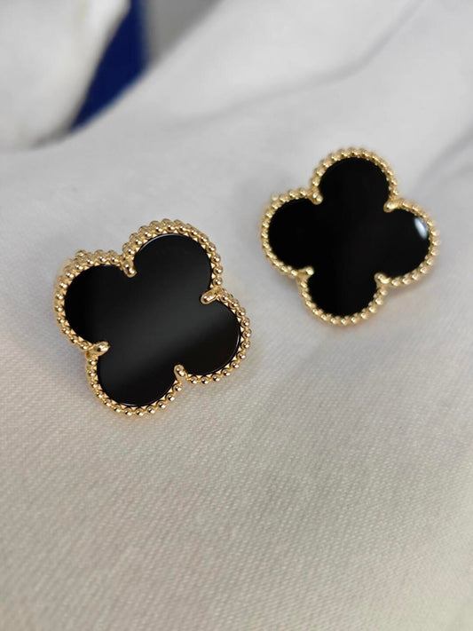 [⭐Luxery]CLOVER 20MM BLACK MOP EARRINGS