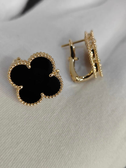 [⭐Luxery]CLOVER 20MM BLACK MOP EARRINGS