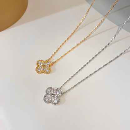 [⭐Luxery]CLOVER 15MM DIAMOND SINGLE FLOWER NECKLACE