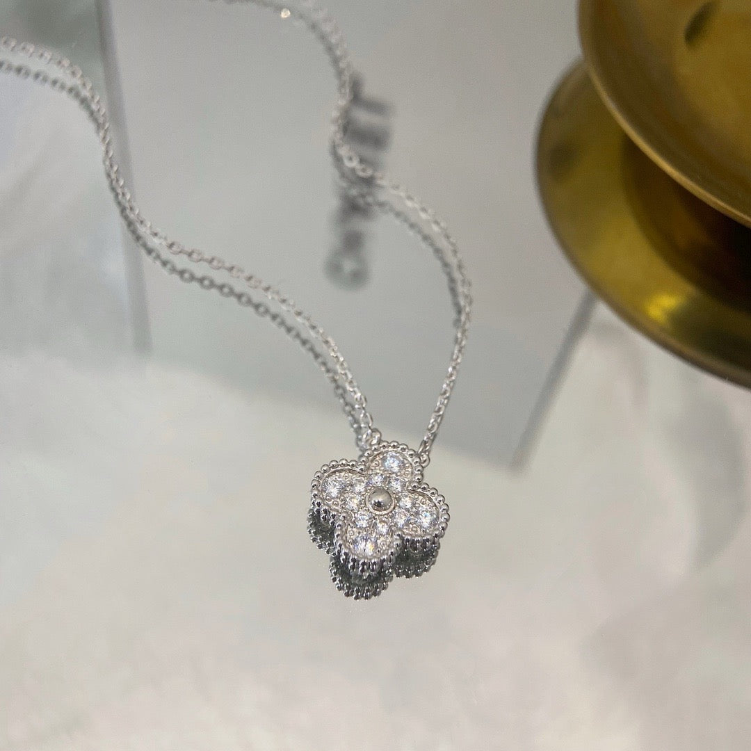 [⭐Luxery]CLOVER 15MM DIAMOND SINGLE FLOWER NECKLACE